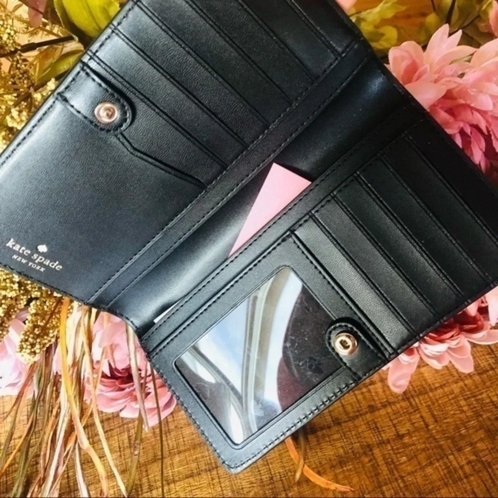 Kate Spade Saffiano Leather Wallet Snap Closure ID Window Zip Back NWT